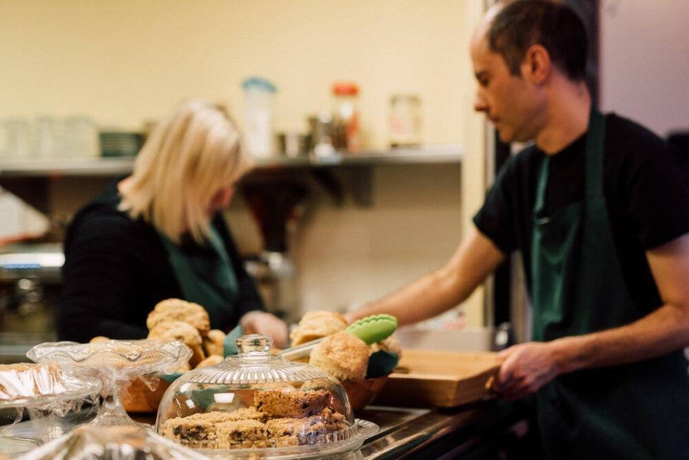 Staff working at our cafe in Malton, the Kingfisher cafe, that is also a social enterprise