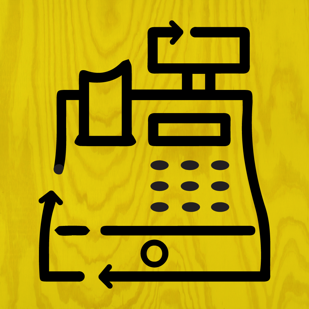 A graphic illustration of a cashier till